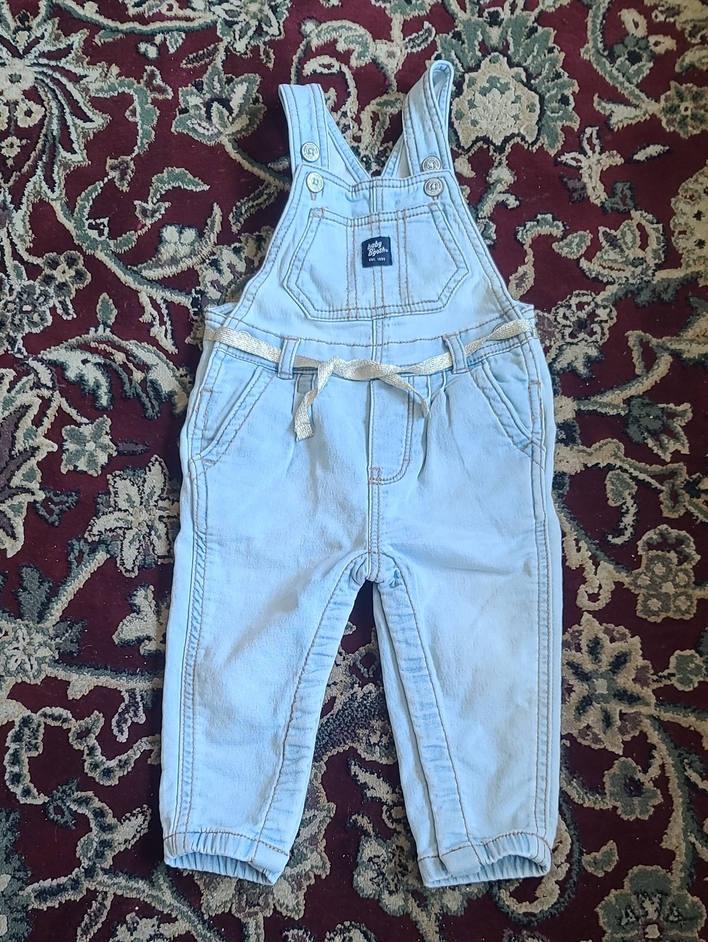 4 for $28 - baby B'gosh Girls 12m Light Blue Jean Overalls with snaps